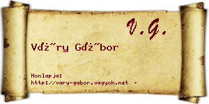 Váry Gábor névjegykártya